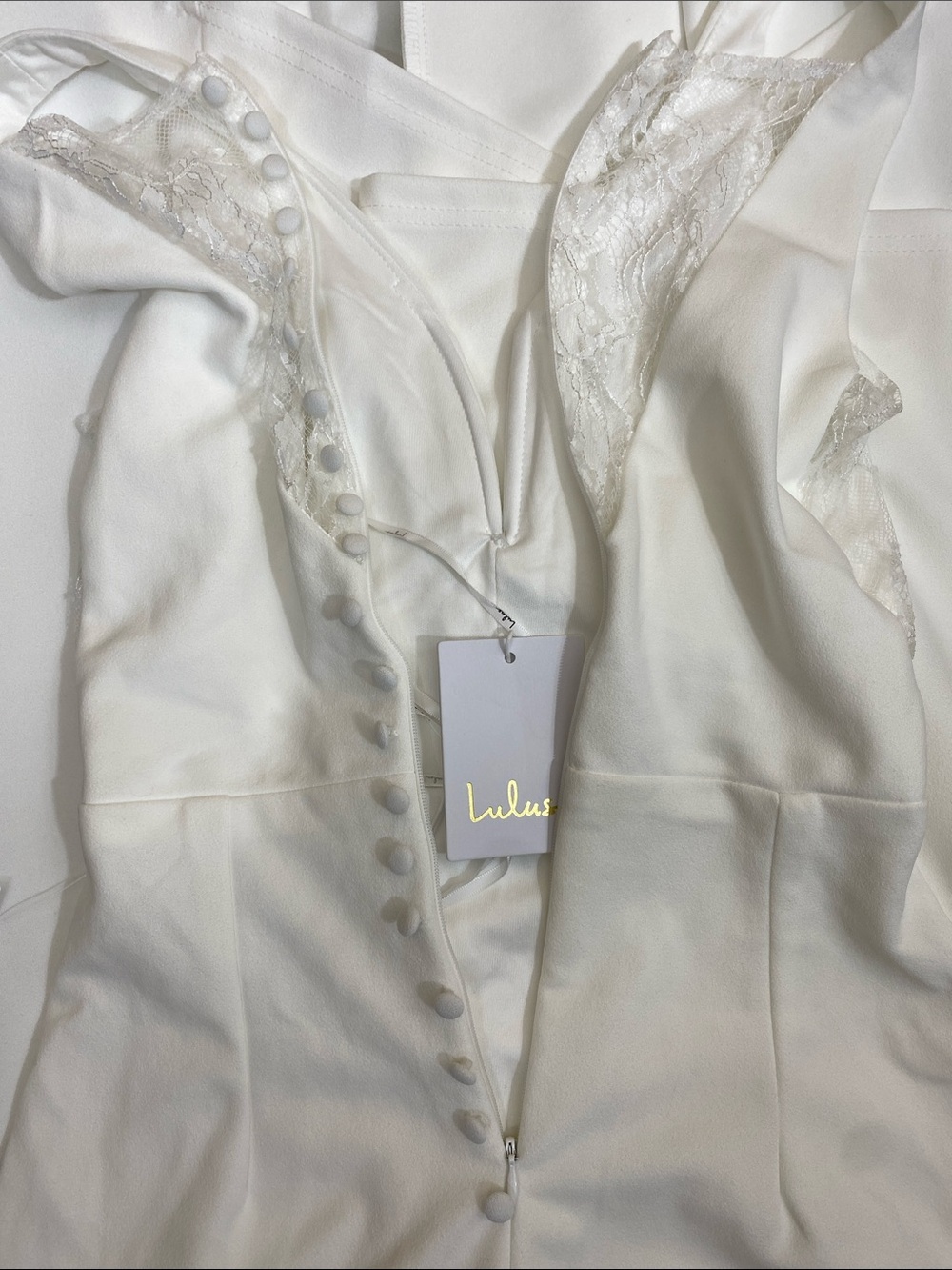 Lulus Long Lasting Love Ivory Lace V-neck Mermaid Dress Size XS NWT - Picture 13 of 16